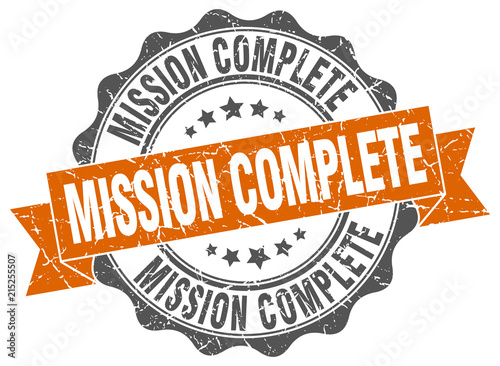 mission complete stamp. sign. seal