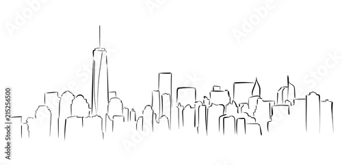 New York panorama. Hand drawned vector illustration