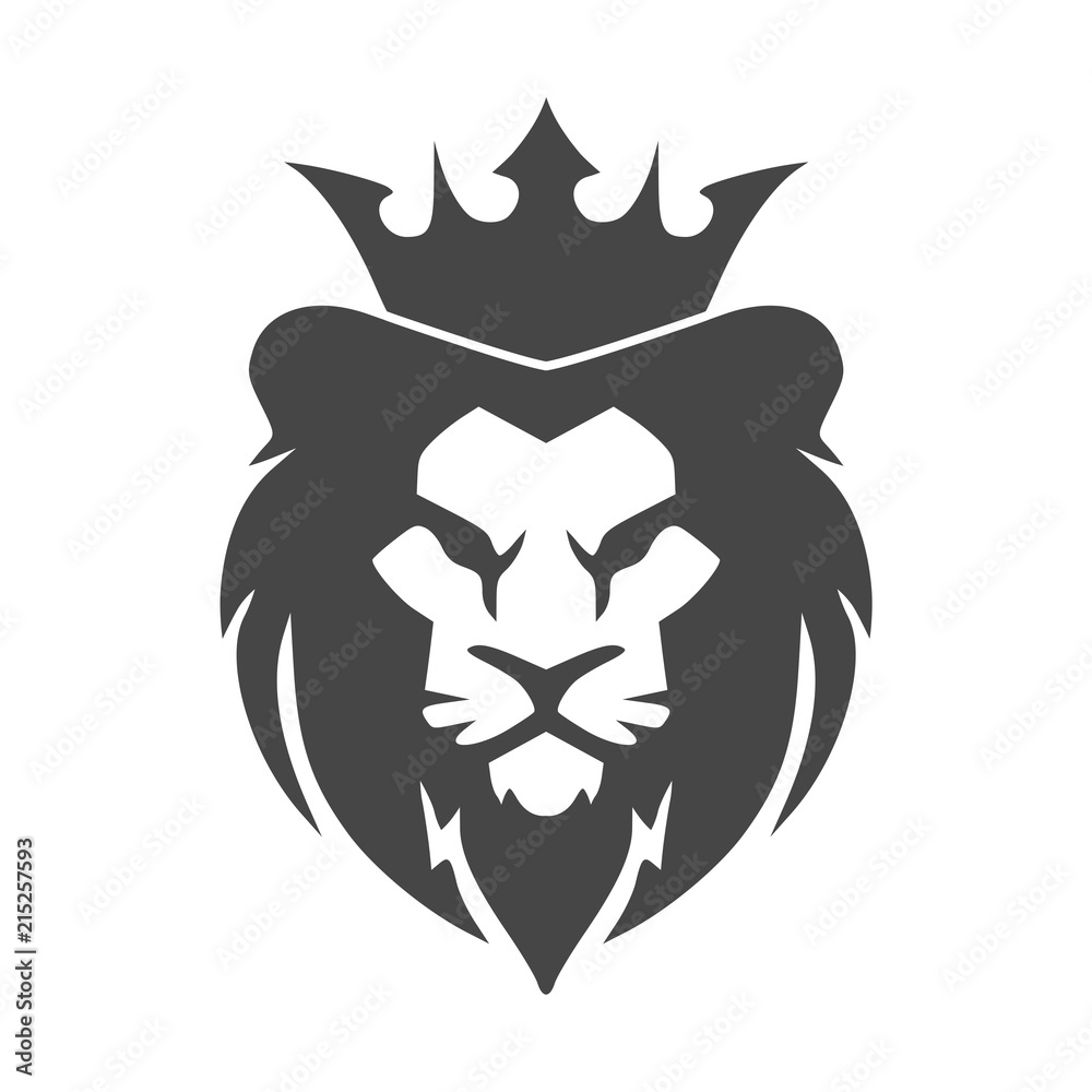 Fototapeta premium Lion head logo or icon in one color