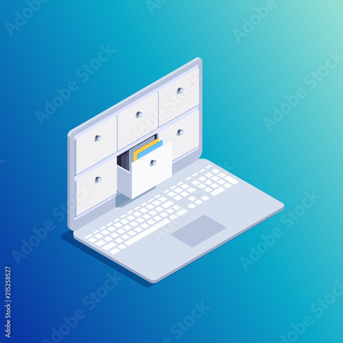 Isometric concept of data storage.
