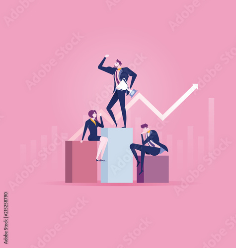 Reach success. Flat design business people concept for business success, business leader