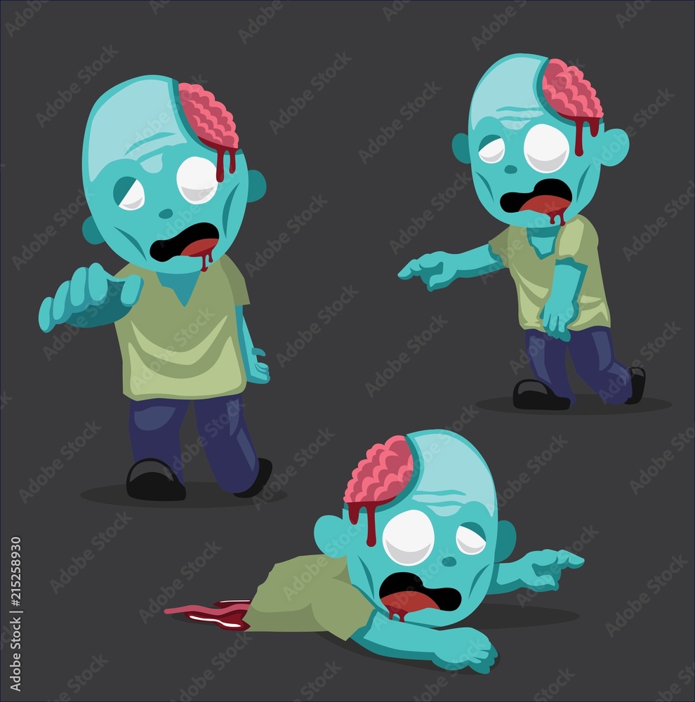 Halloween Character Set Zombie Cartoon Vector Illustration