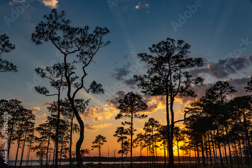 Sunset on a bay in Pensacola FL.