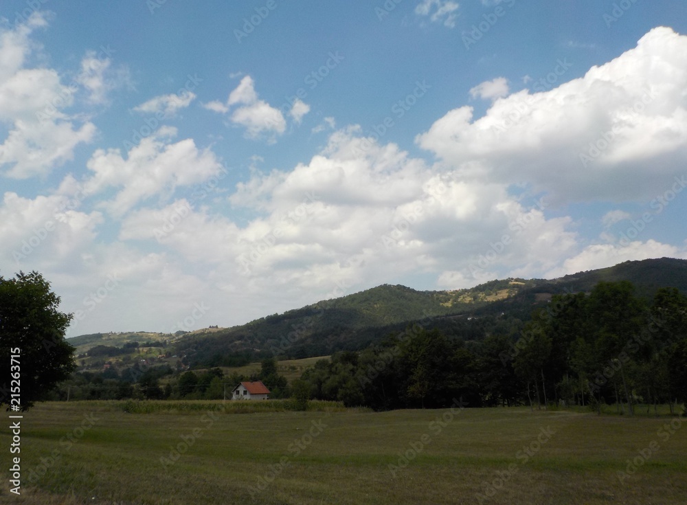 country, mountain, sky, clouds