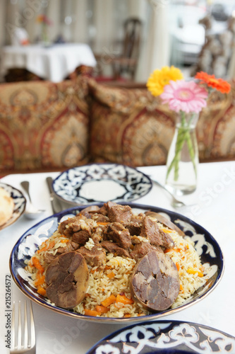 Traditional pilaf on restaurant table