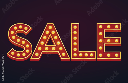 Sale banner alphabet sign marquee light bulb vintage