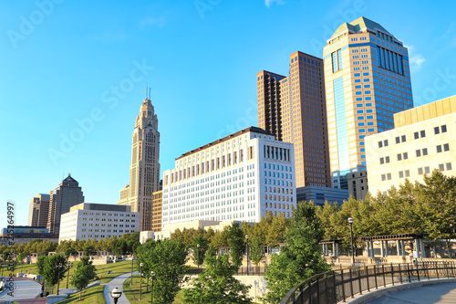 Columbus, Ohio is located along the Scioto River. The Scioto Mile park offers lifestyle activities for residents and visitors and is a popular downtown tourism attraction.