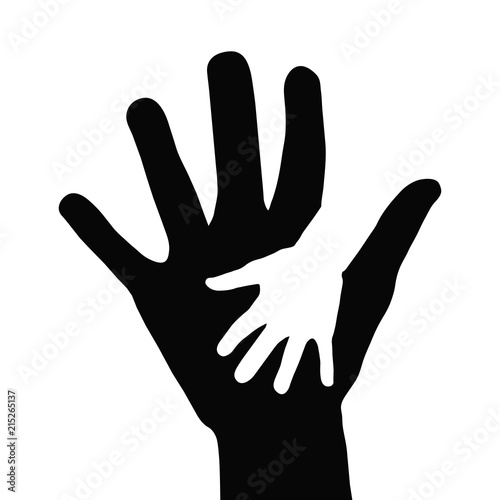 helping hands concept, parent and baby hands icon, stock vector illustration
