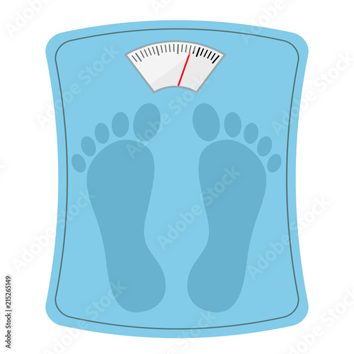 Bathroom weight scale with feet track, stock vector illustration