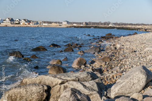 Rocky New England coast in Westport, Massachusetts photo