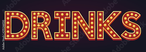 DRINKS banner alphabet sign marquee light bulb vintage