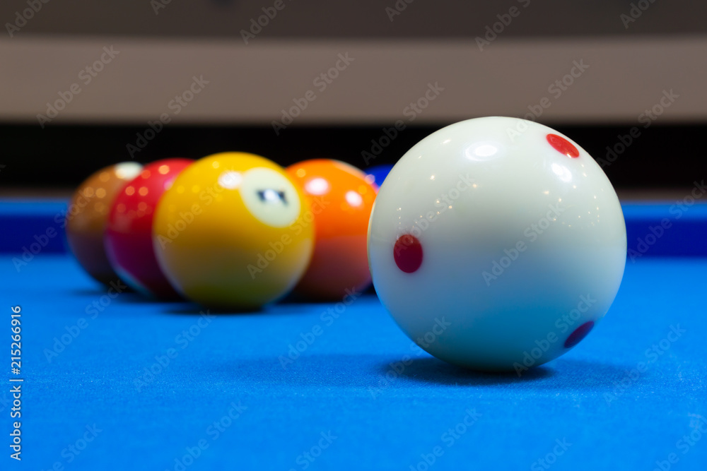 Billiard cue ball and solid balls Billiard cue ball and solid balls