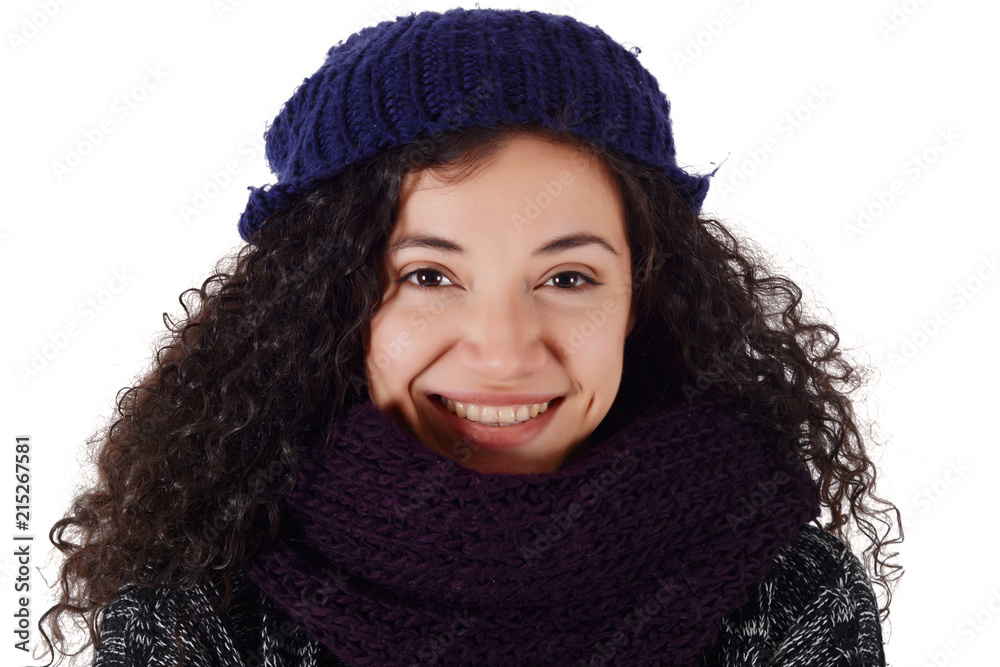 Portrait of a freezing woman in winter Portrait of a freezing woman in winter