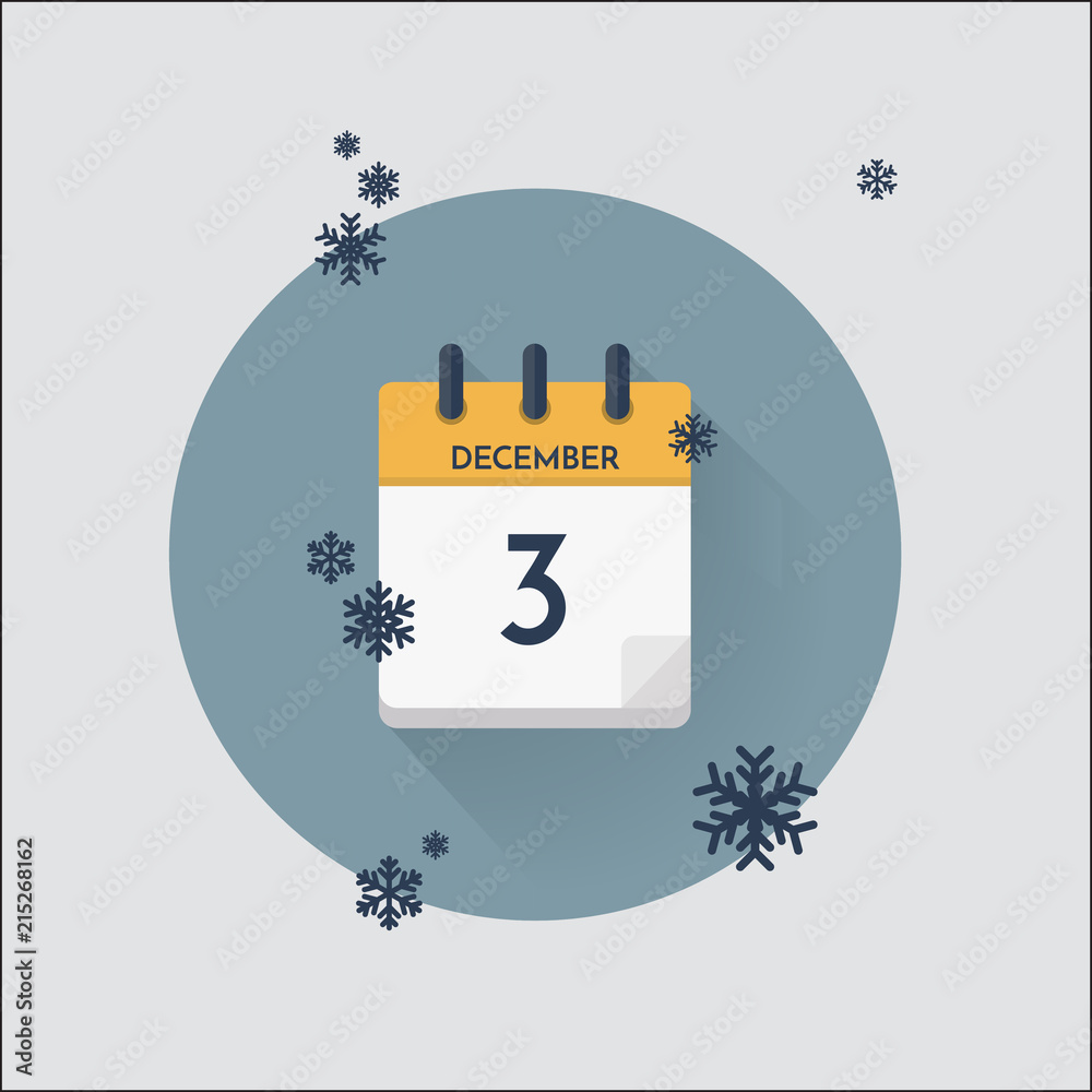 Naklejka premium Day calendar with date December 3.