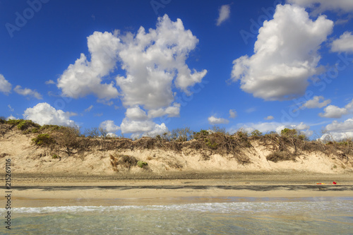 The most beautiful sandy beaches of Apulia. Salento coast: Frassanito Beach (ITALY). From Torre Dell'Orso and Otranto the sandy coastline is characterized by dunes covered with Mediterranean maquis.