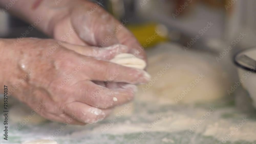 Close-up, Old Woman's Hands Make A Patty Of The Test Close-up, Old Woman's Hands Make A Patty Of The Test