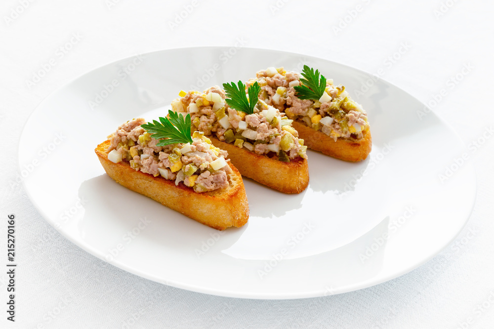 fried toasts with cod liver salad fried toasts with cod liver salad