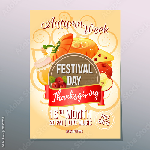 autumn week thanksgiving mixed element poster
