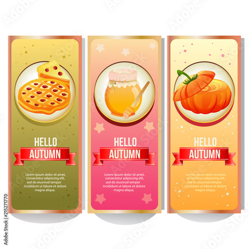 colorful thanksgiving banner with pumpkin pie honey