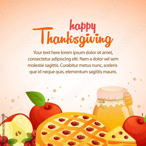 happy autumn colorful thanksgiving pie apple