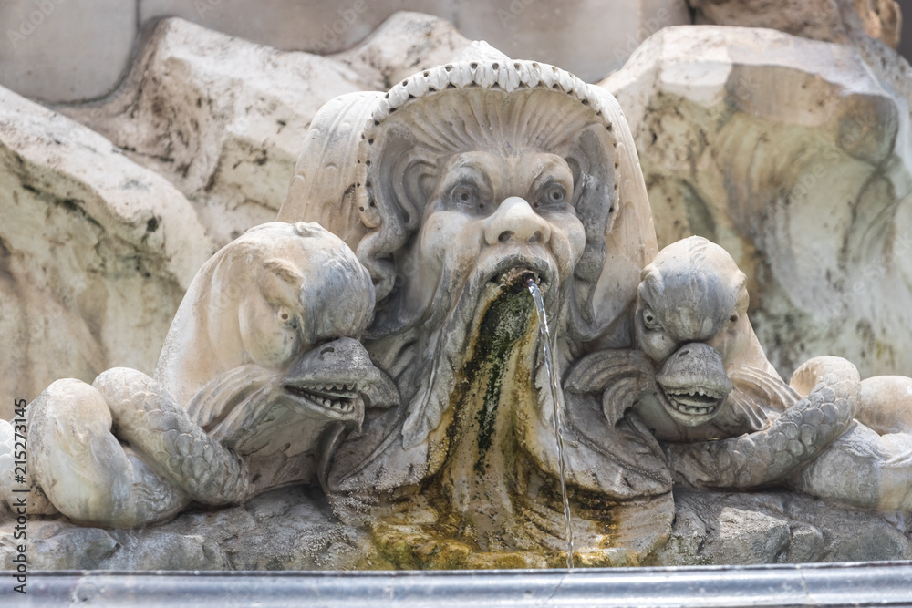 Close-up of the Fontana Del Pantheon in Rome, Italy
