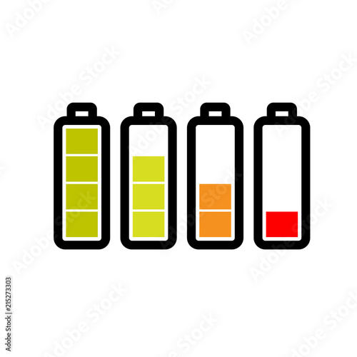 Level of the battery charge on white background