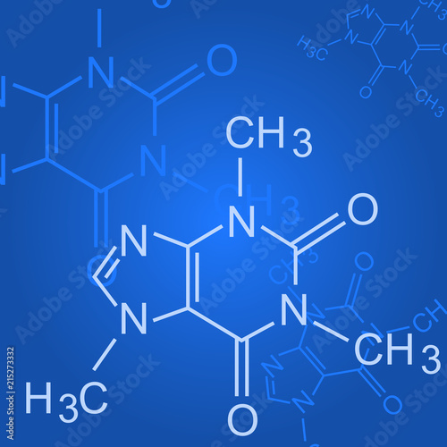Chemical formula on blue background - formula of organic chemistry