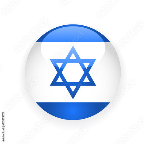 Israel flag round button with blue david star