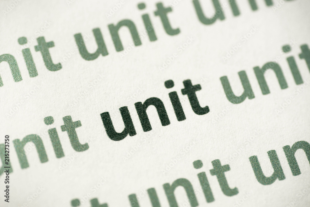 word unit printed on paper macro word unit printed on paper macro