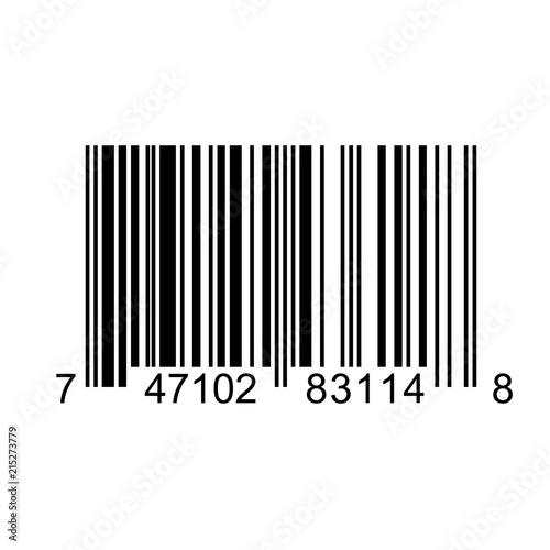 Bar code square label on white background