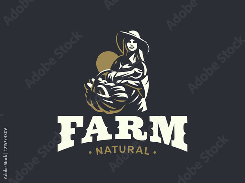 Woman farmer with basket of vegetables and fruits.