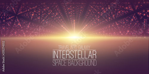 Vector interstellar space background.Cosmic galaxy illustration.Background with nebula, stardust and bright shining stars.Vector Illustration for party ,artwork, brochures, posters.