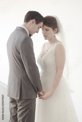 Portrait of a Young Bride and Groom on their Wedding Day
