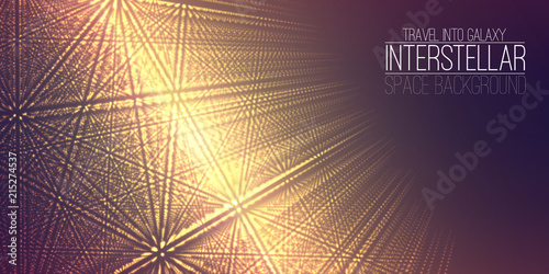 Vector interstellar space background.Cosmic galaxy illustration.Background with nebula, stardust and bright shining stars.Vector Illustration for party ,artwork, brochures, posters.