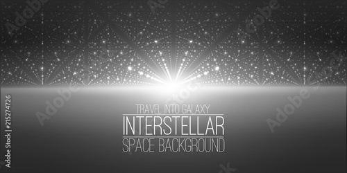 Vector interstellar space background.Cosmic galaxy illustration.Background with nebula, stardust and bright shining stars.Vector Illustration for party ,artwork, brochures, posters.