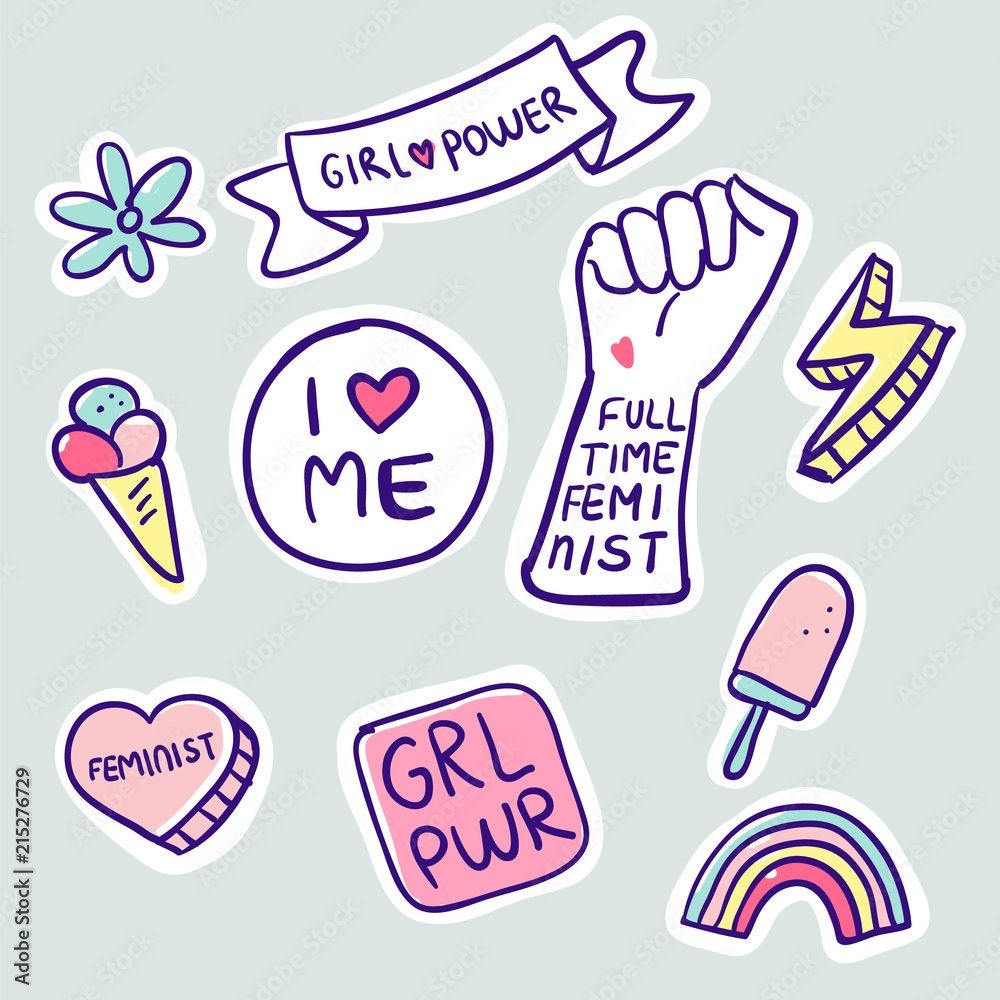 Feminism slogan and patches