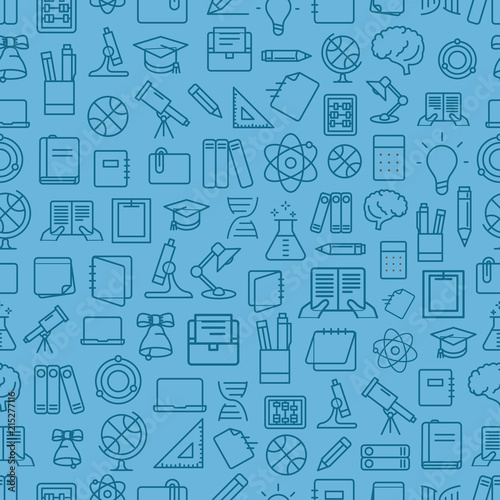 Different network app icons vector seamless pattern. Back to school photo