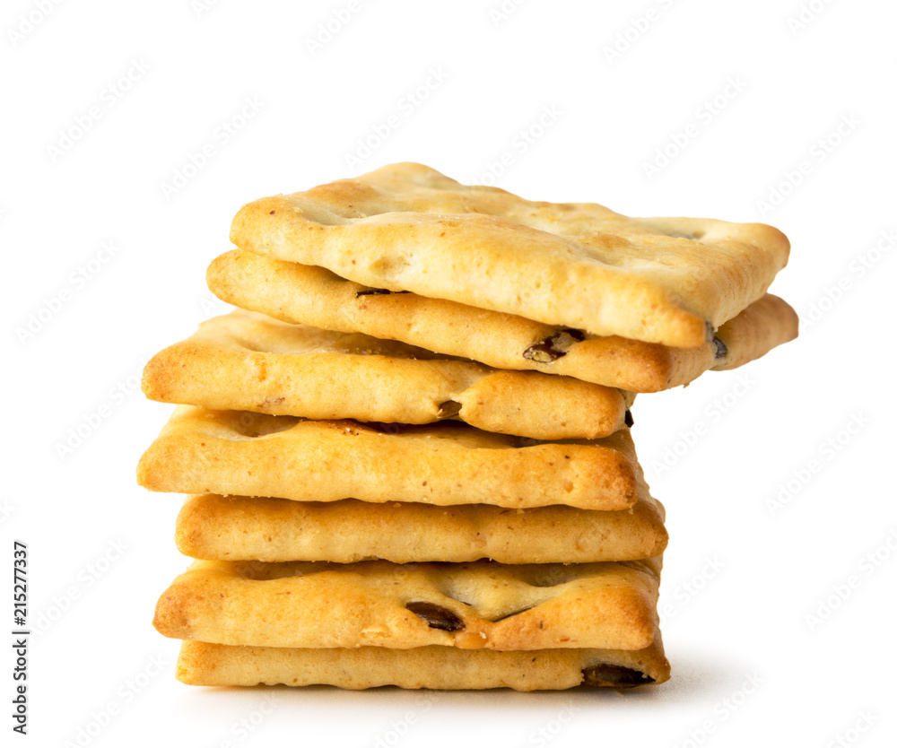 Cookies with seeds is a stack on a white, isolated. Cookies with seeds is a stack on a white, isolated.