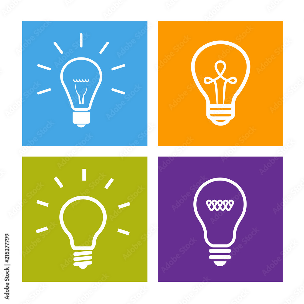 Set of electric light bulb icons - idea sign Set of electric light bulb icons - idea sign