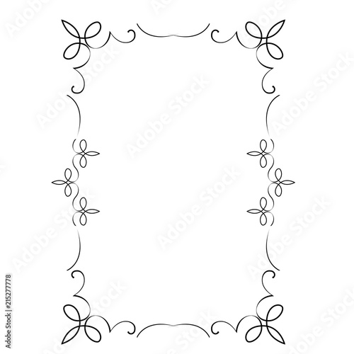 Decorative vertical frame with curls and scroll