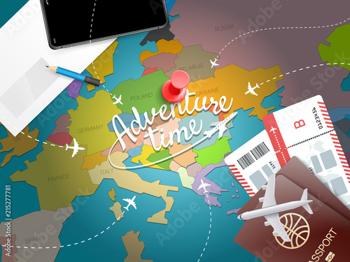 Adventure timel. Vacation concept with accessories