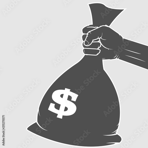 Big sack of money with dollar sign in hand icon