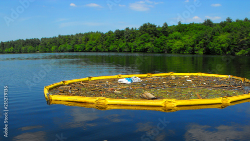 Boom Filled with Trash in the Merrimack River