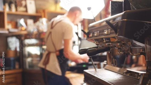 Service concept. A barista doing his best