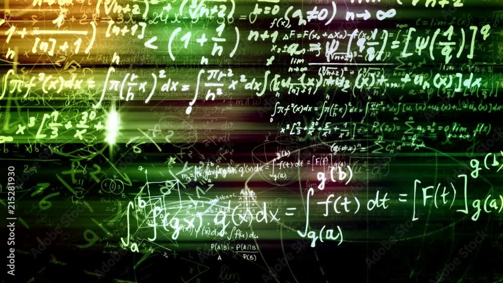 Adobe Math Blocks of abstract mathematical formulas are written and moved in the ...