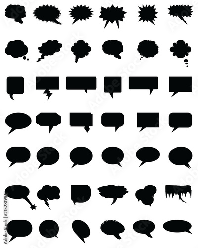 Black bubble speech set on a white  background