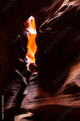 The interior pattern and textures of the canyon walls of Antelope Canyon near page, Arizona.