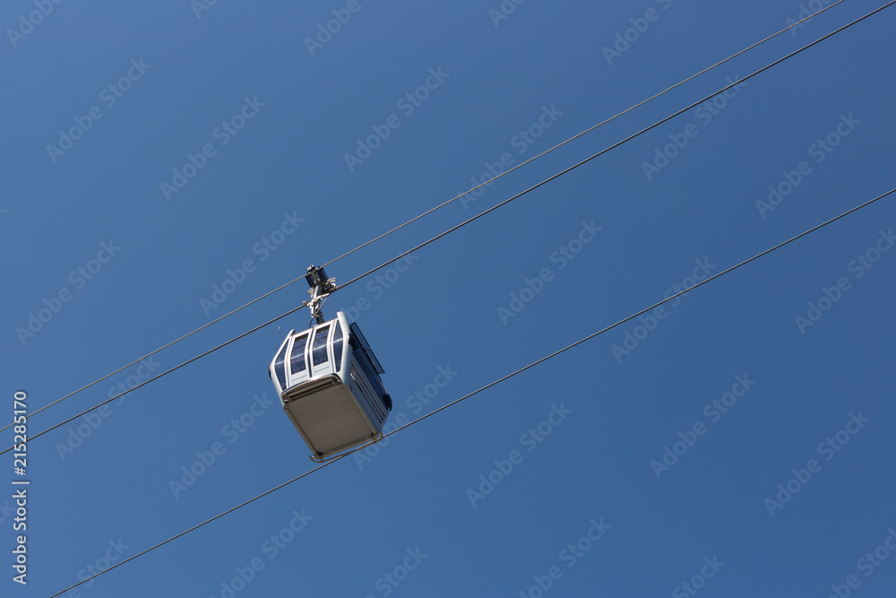cableway on a blue sky background