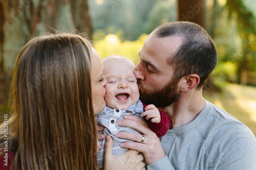 Parents Kissing Baby's Cheeks