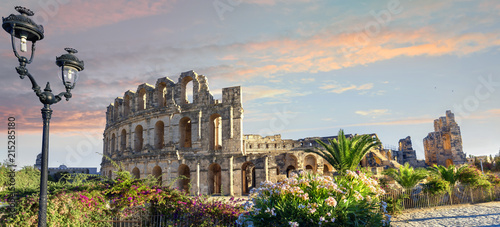 El Djem Colosseum amphitheater. Tunisia, North Africa photo